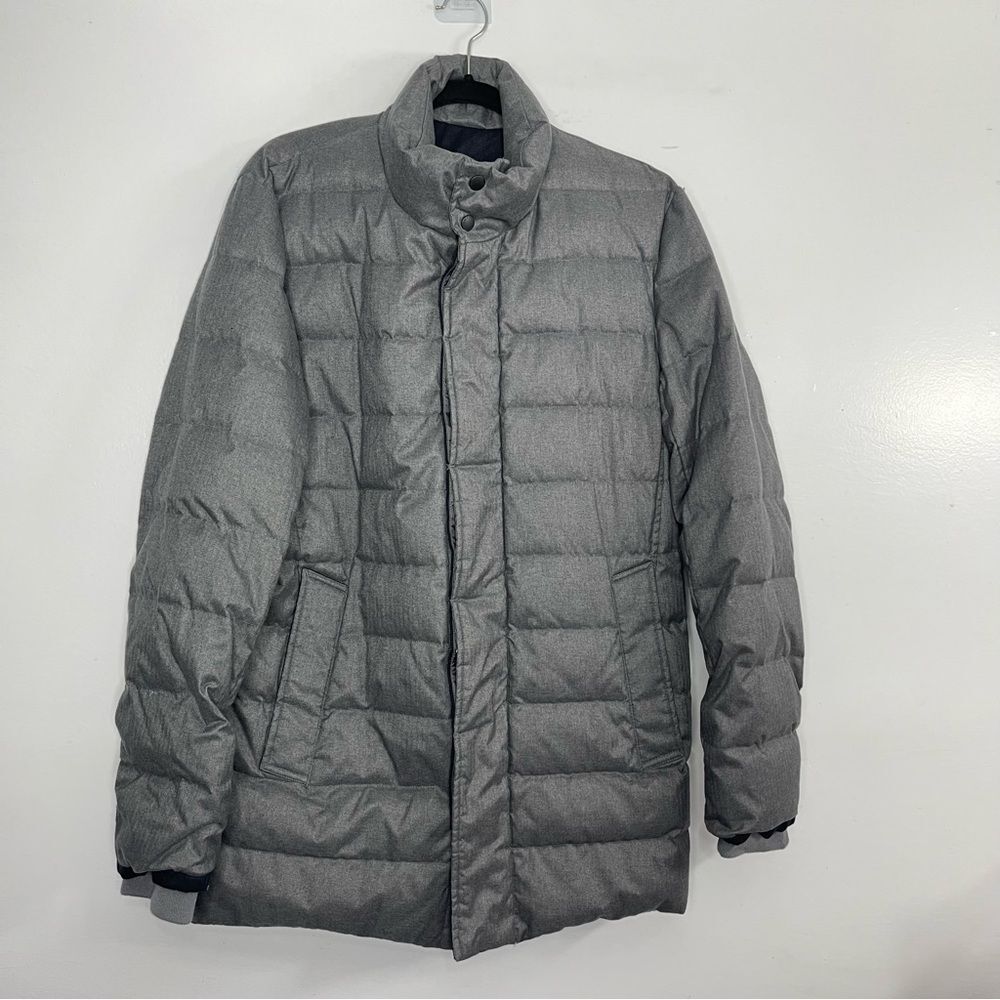 Cole Haan Stand Collar Quilted Coat (missing inset bip), Charcoal Gray, Size S